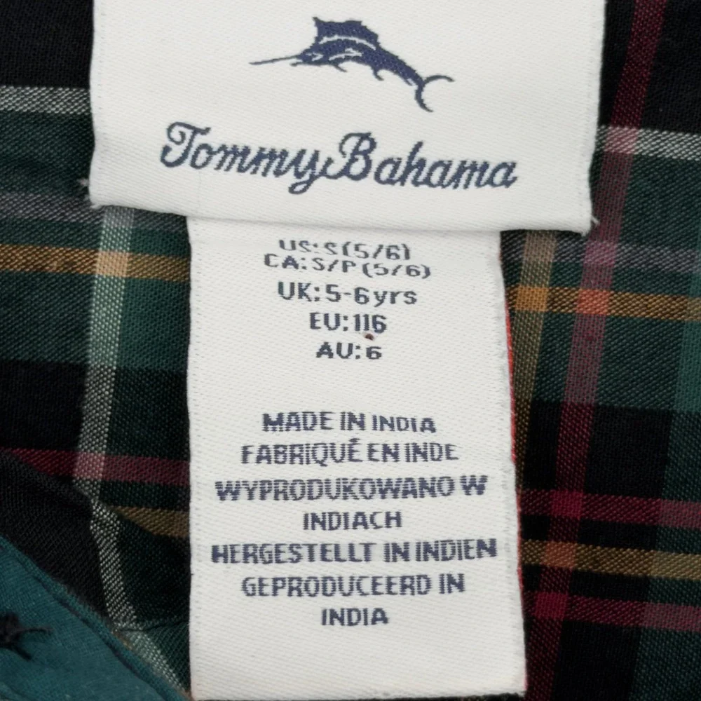 Tommy Bahama‎ Kids Plaid Long Sleeve Button Up Shirt Size S 5/6